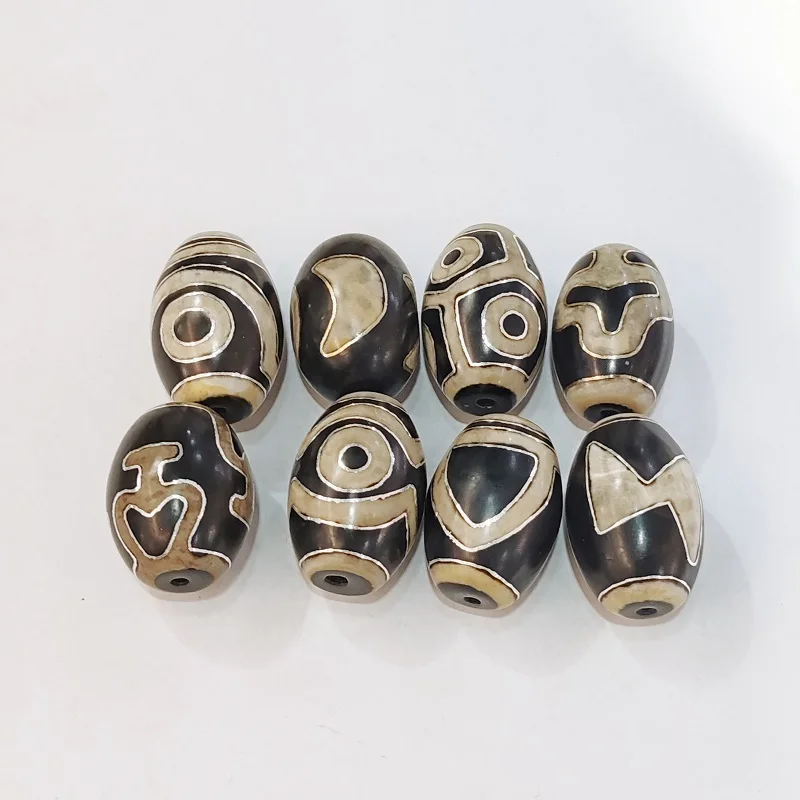 

Tibetan Totem Agate Dzi Cuoshi Silk Inlaid 1 Eye 2 Eye Treasure Bottle Tianzhu Ethnic Necklace Pendant DIY Accessories