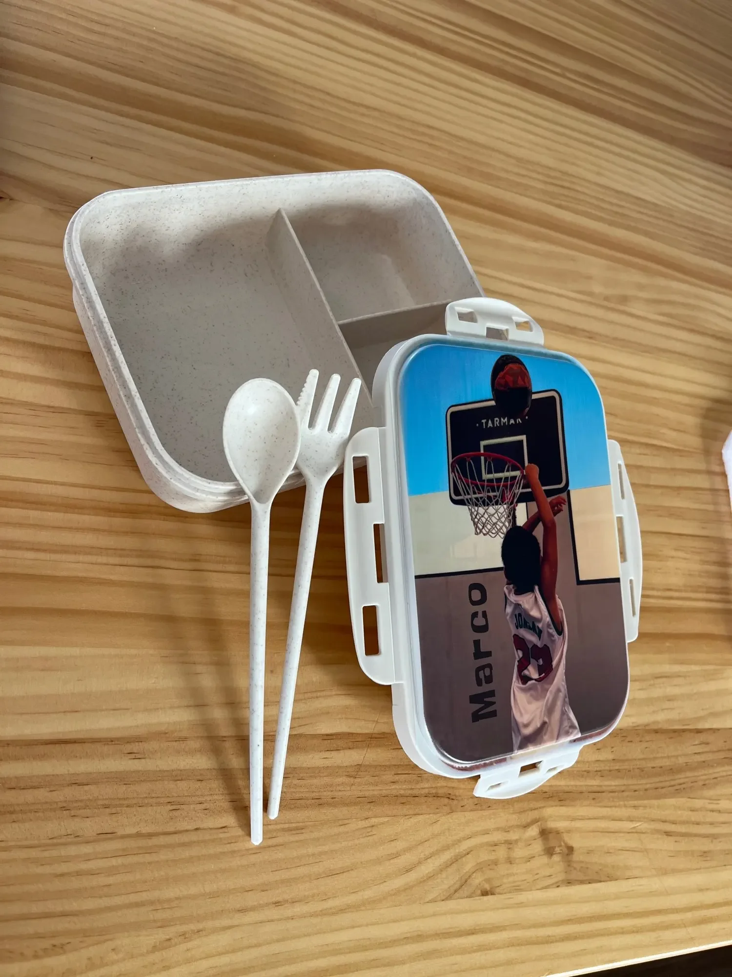 Personalized Cartoon Lunch Box for Kids with Utensils - Eco-Friendly Gift