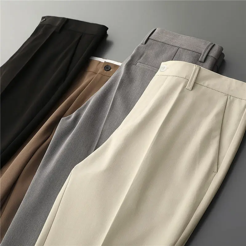 

Mens Suit Pants 2023 Streetwear Fashions Classic Simple Casual Slim Fit Korean Style Straight Pants Drape Office Trousers H170