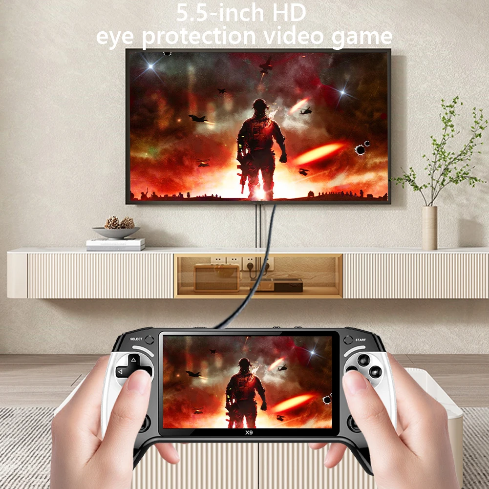 5.5 Inch Screen Handheld Game Console 1500mAh Handheld Game Player Type-C Charging Portable Game Player Birthday Christmas Gift