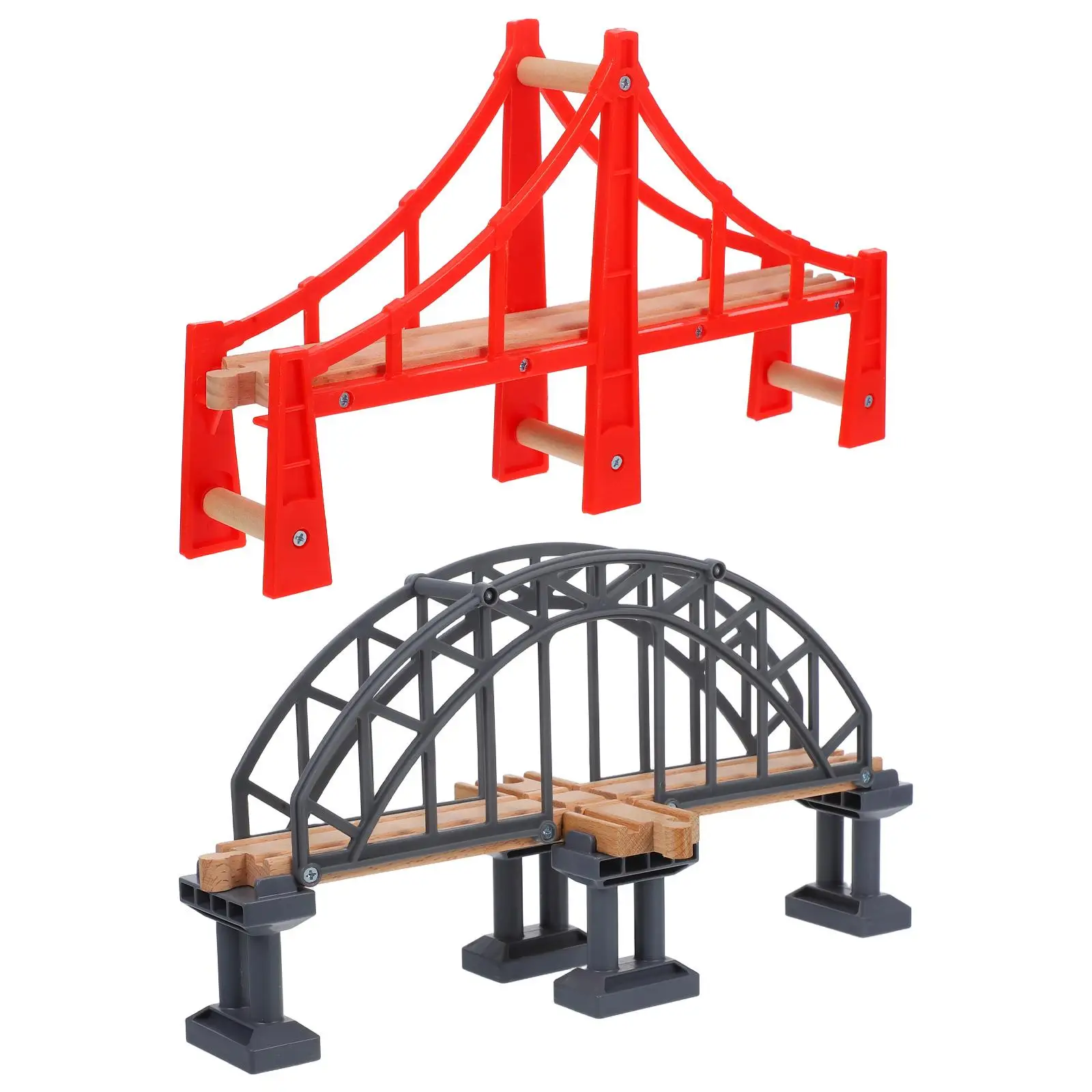 2pcs Train Track Wood Accessory Plastic Bridges Scene Props Toys Toddlers Kids Educational Skill Development Layout