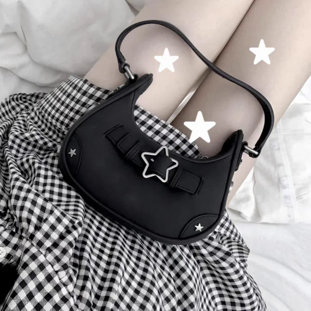 Women Large Capacity Shoulder Bag Stylish PU Star Small Shoulder Bag Retro Classic Purse Fashion Clutch Bag for Daily Office Use