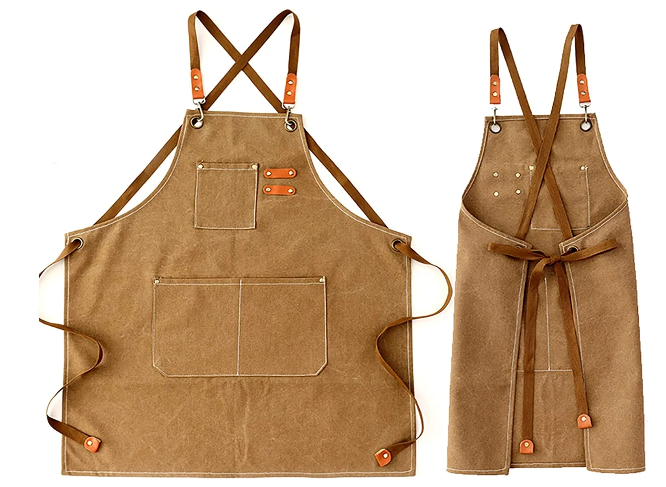 Kvimvty Canvas Cross Back Heavy Duty Work Tool Apron, Carpenter Aprons