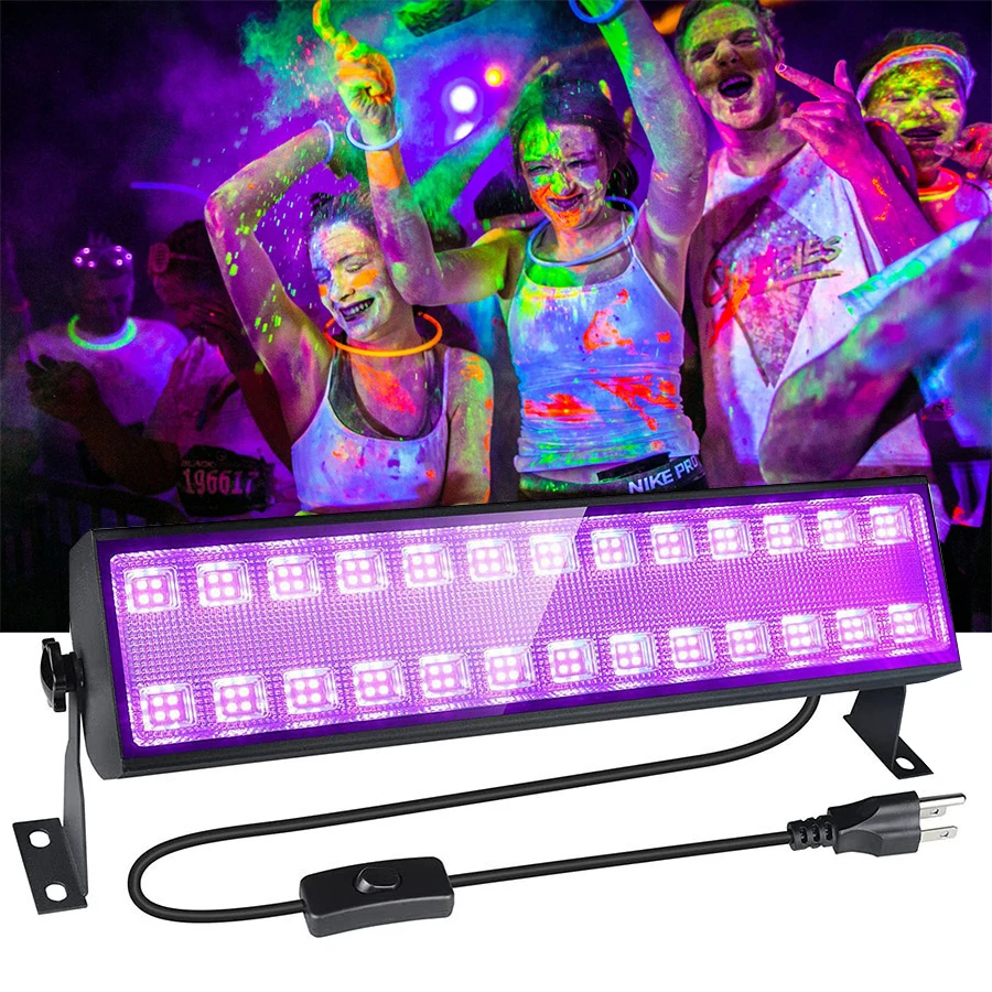 

100W Black Light Bar Blacklight Flood Light 104LEDS UV Black Wall Washer Light 385-400nm for Glow Fluorescent Party Stage Decor