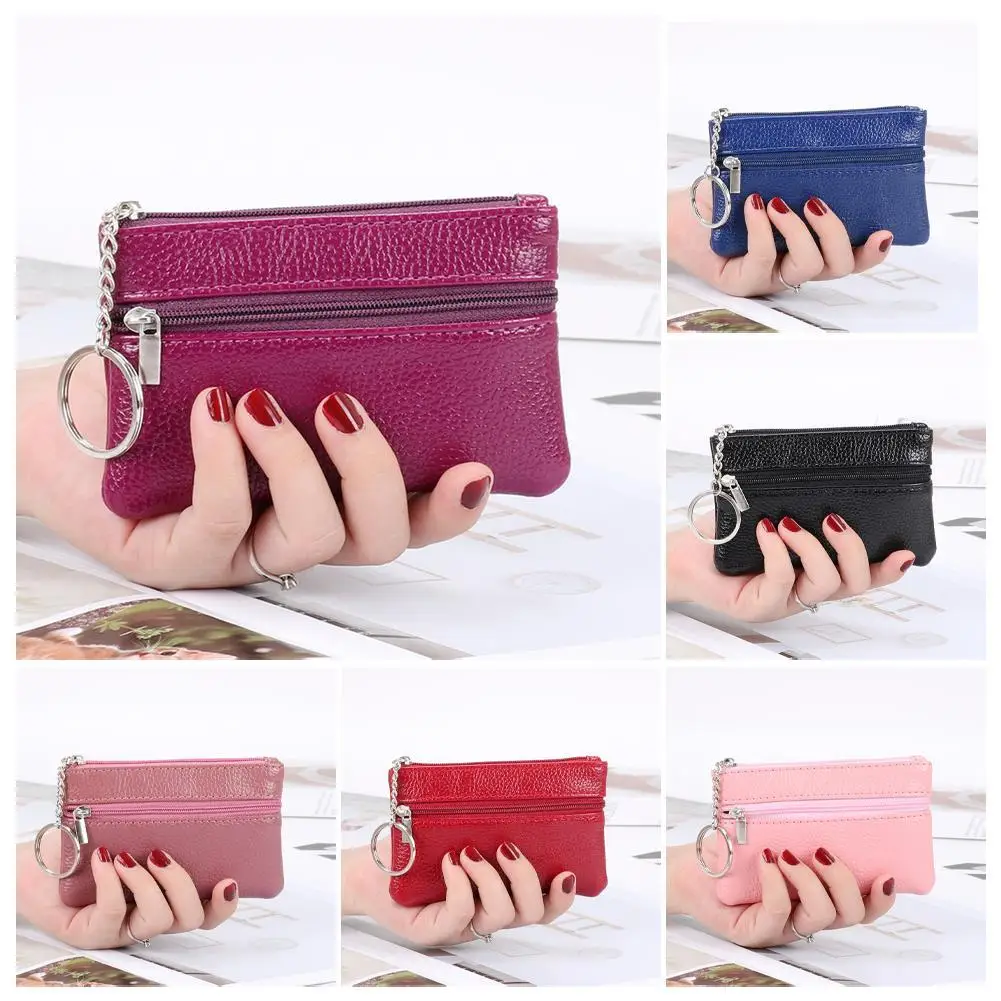 

Кожаный кошелек Zero, женский маленький короткий кошелек на молнии, сумка для ключей, простая и компактная сумка для монет, ультра универсальная удобная переноска