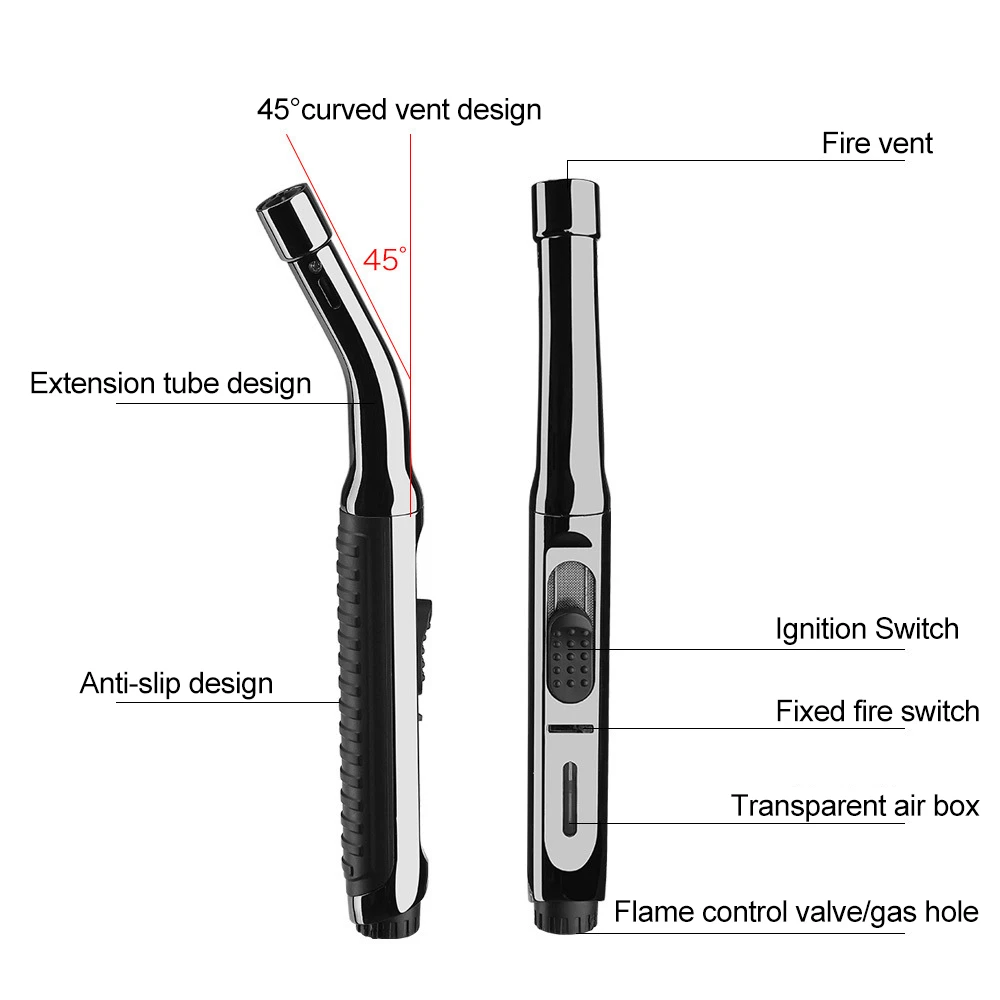 Jet Butane Lighter Adjustable Flame Refillable Gas Lighters Kitchen Stove Cooking Torch BBQ Ignition Spray Gun Windproof Lighter