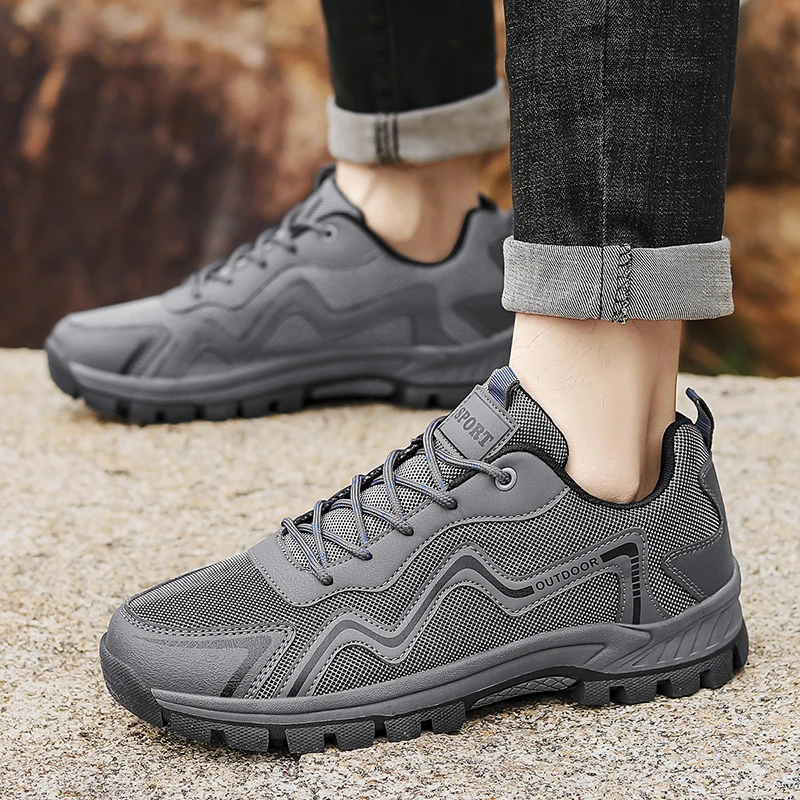 Men's Hiking Shoes Mesh Breathable Outdoor Sneakers Anti Slip Wear-resistant Men Trekking Walking Hunting Shoes Tactical Boots
