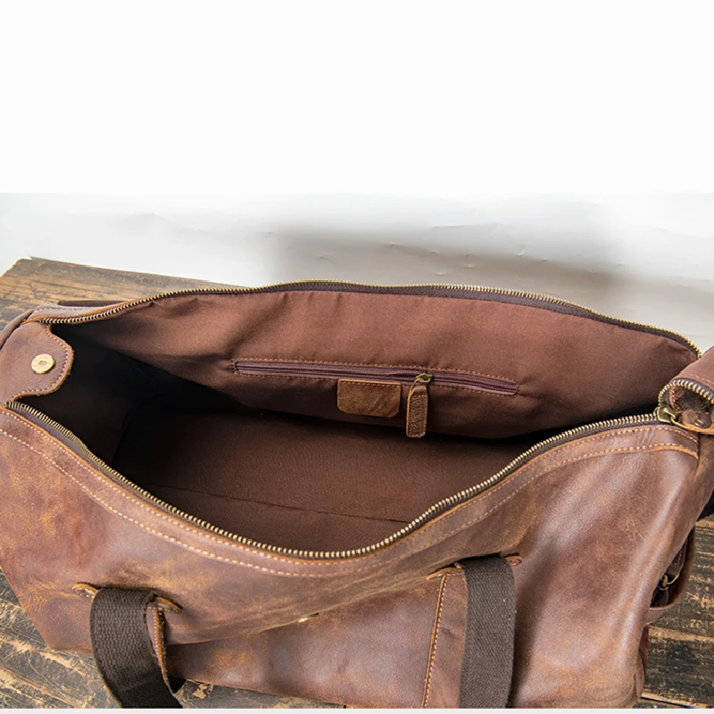 Nesitu Highend New Large Vintage Coffee Black Big 100% Genuine Leather Business Men Travel Bag Male Gym Duffle M1618