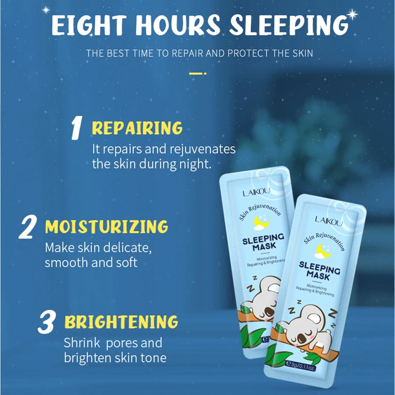 LAIKOU Moisturizing Facial Mask Anti Wrinkle Hydrating Sleeping Face Sheet Masks Brightening Night Face Mask Anti Aging 7pcs
