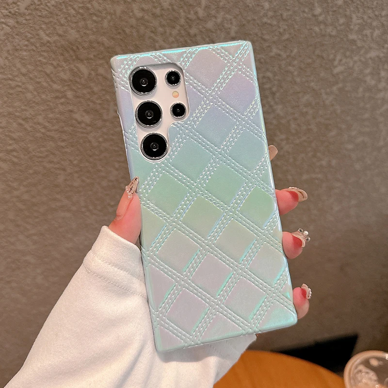 Luxurious Rhombus Leather Phone Case - Premium Protective Back Cover