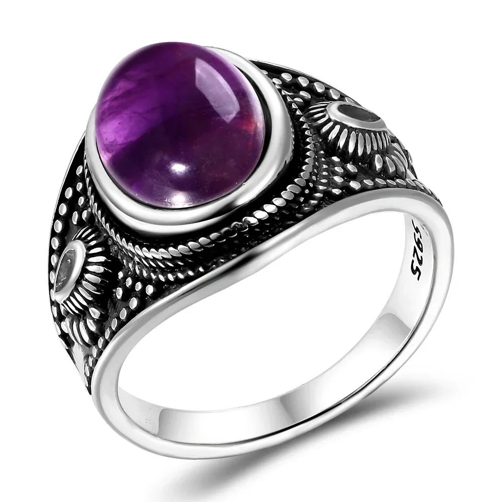 Natural Amethyst silver rings silver ring wedding rings Jewelry Rings For Women Party Wedding Anniversary Engagement Gifts Party Fine Jewelry