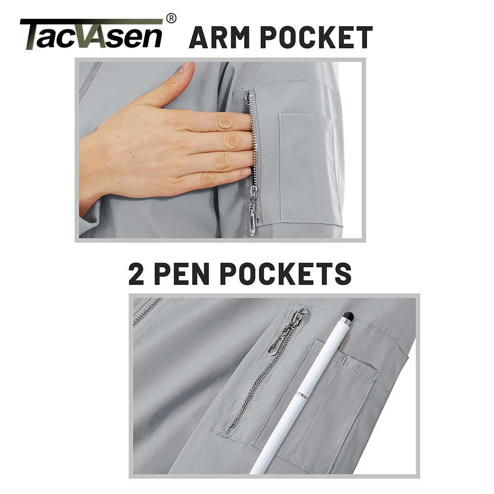 TACVASEN 여성용 파일럿 재킷, 바이커 봄버 재킷, 4 포켓 바람막이 스트리트웨어, 여성 아웃웨어, 작업 코트, 봄 패션
