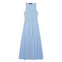 BSAY Dress for Women Fashion Summer New Plaid Fold Sleeveless O-neck Midi Vest Dresses French Chic Female Evening Clothing - Image 5