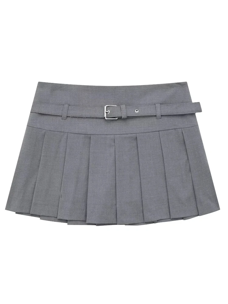 

KAOPU ZA Women fashion Wide pleated culottes Women's retro high waisted pleated skirt Spring/summer with belt mini skirt shorts