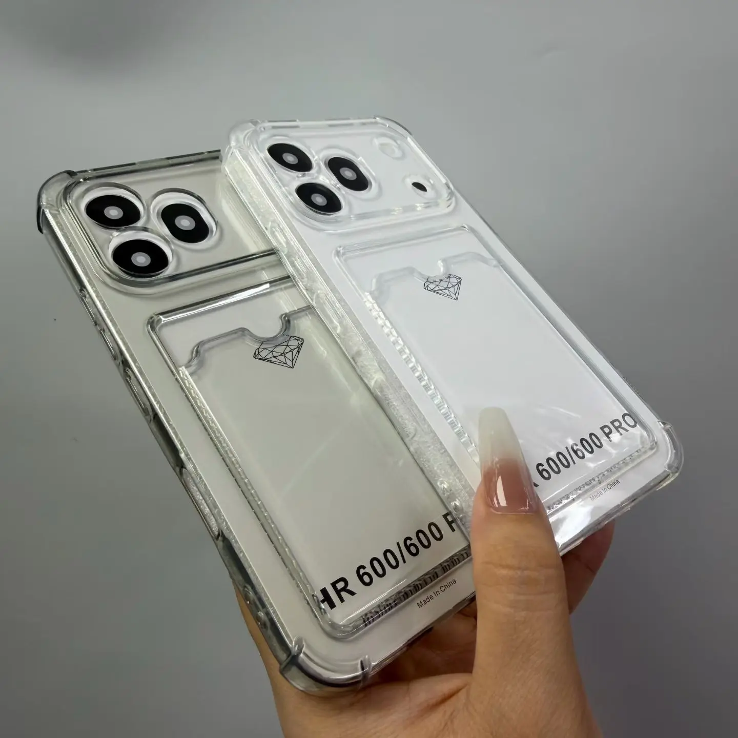 Clear Back Shockproof Card Slot Phone Case with Bag Holder