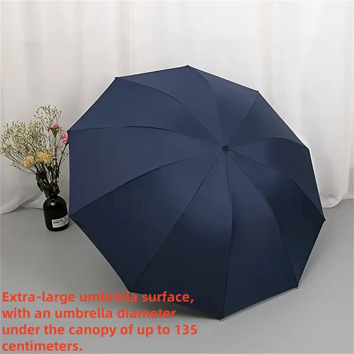 Large size super large umbrella for men and women, three-person double-use umbrella for sun and rain, strengthening, student fol 3