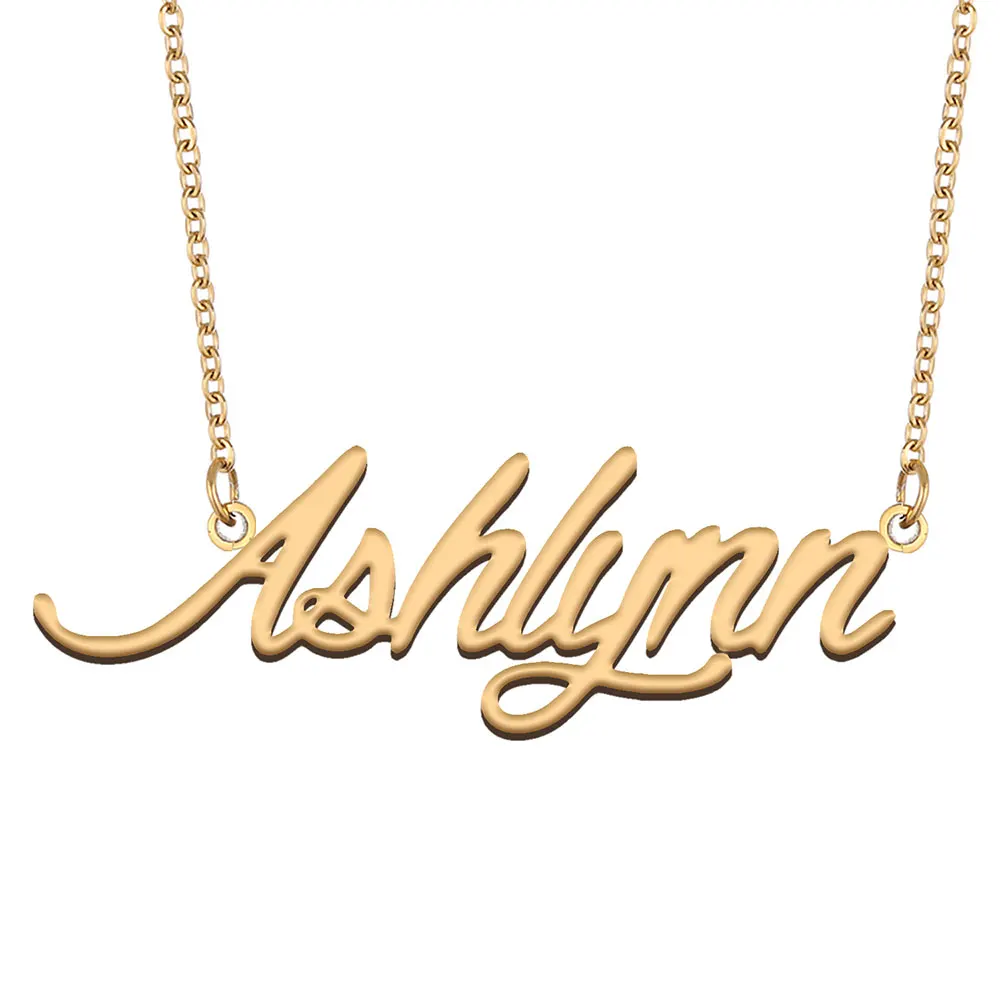 

Ashlynn Name Necklace for Women Stainless Steel Jewelry Gold Color Nameplate Pendants Collares Para Mujer Letters Choker