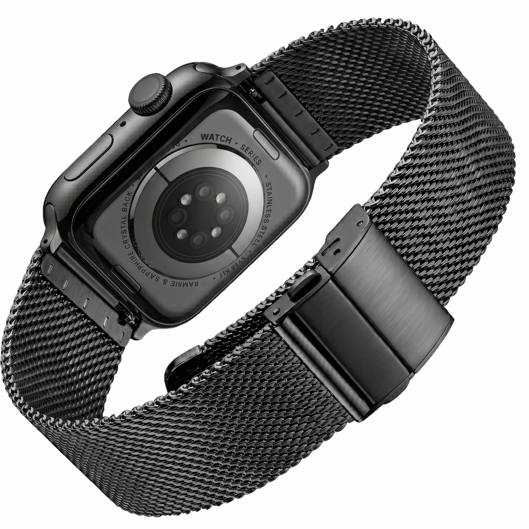 Elegant Mesh Milanese Loop Bracelet for Smartwatch in Silver Black