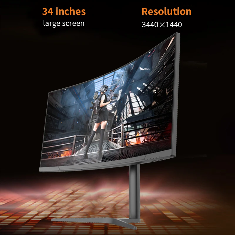 새로운 34인치 4K 75Hz 144Hz 165Hz 와이드 스크린 커브드 e스포츠 게이밍 모니터 가정용 사무용 비즈니스 LCD LED RGB 디스플레이 높이 조절 가능