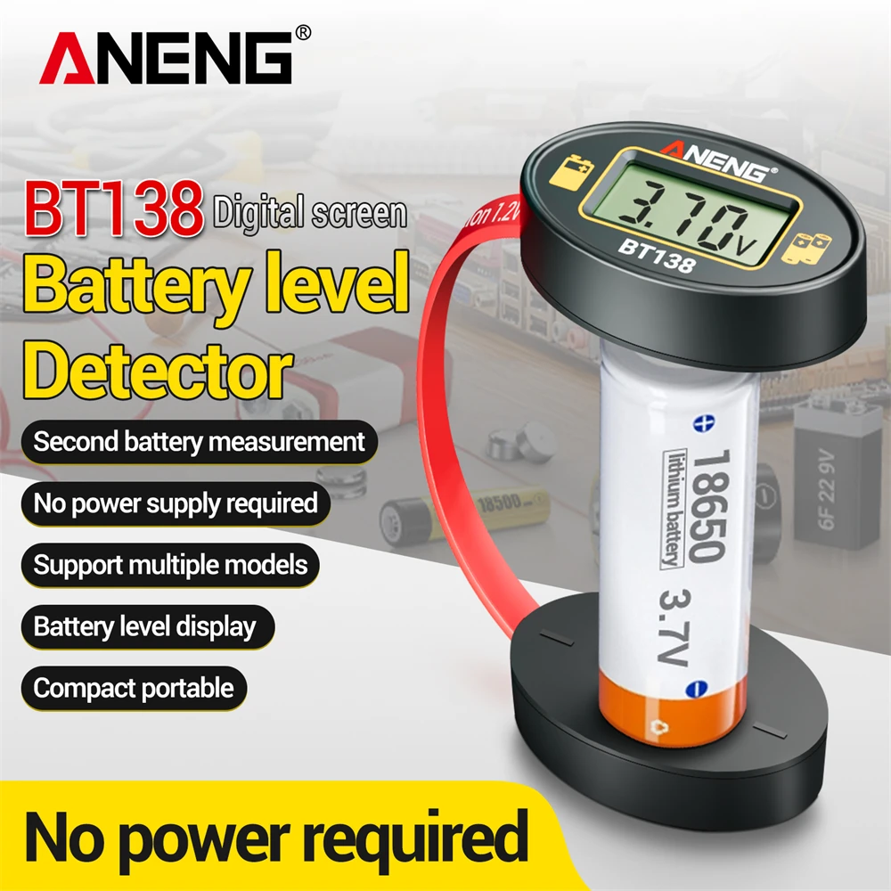 Battery Tester ANENG BT138 Digital Lithium Battery Detector Capacity Tester Display Checkered Analyzer AAA AA Button Cell Test battery tester