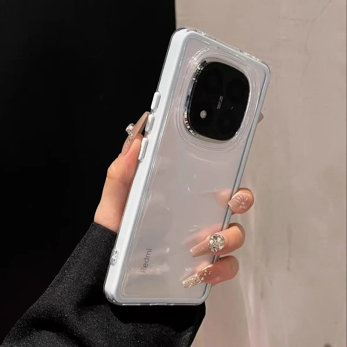 Transparent Anti-Drop Shockproof Phone Case with Soft Shell and Large Hole Design