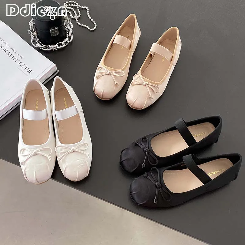 

Ladies Ballet Flats New In Sandals Women Lolita Casual Outside 2023 Summer Fashion Slides Butterfly-Knot Female Mary Jane Shoes