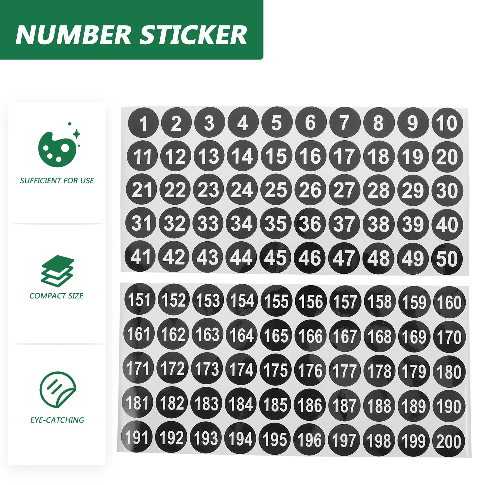 4장의 원형 숫자 스티커 사무실 조직 보관 분류 재고를 위한 소형 컴팩트 경량 비닐 라벨