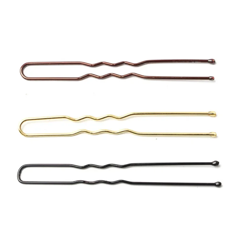 50/100pcs 블랙/골드 U 모양의 머리핀 흔들며 머리 클립 바비 핀 금속 합금 자용 머리 장식 악세사리 헤어 스타일링 액세서리
