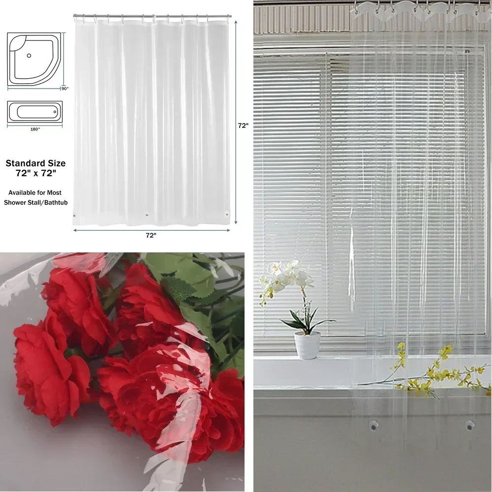 MitoVilla 2 Teli Doccia Trasparenti In PEVA – 180x180 Cm, Con Magneti E Occhielli Antiruggine, Ecologici - 6