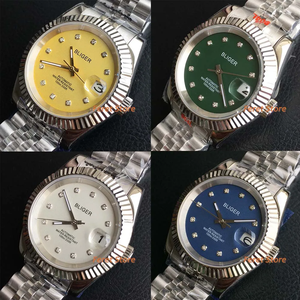 Nh35A/Miyota8215/Pt5000 Movement Automatic Men'S Watch 36Mm/39Mm Sapphire Glass Jubilee Bracelet Black White Blue Green Dial