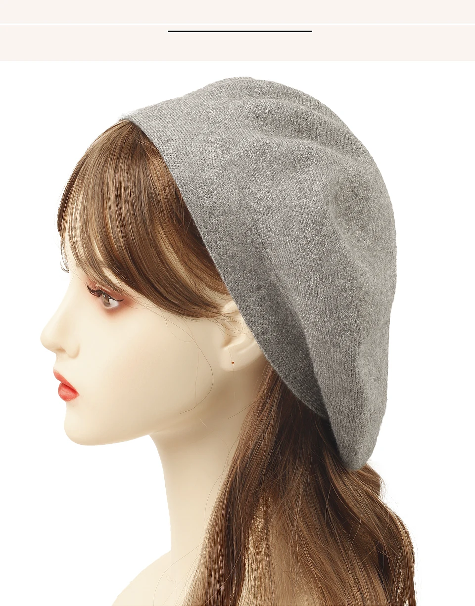 Hot Sale Geebro Women's Cashmere French Hat Causal Plain Knit Wool Soft Berets for Ladies Knitted Artist Beret Cap Hats_voghion.com
