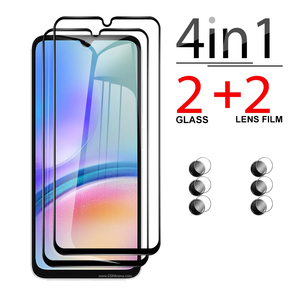 

4in1 tempered glass For Samsung Galaxy A05s Lens Film samsun sansung A05 A 05 2023 Black edge Clear screen protector 6.7 inches