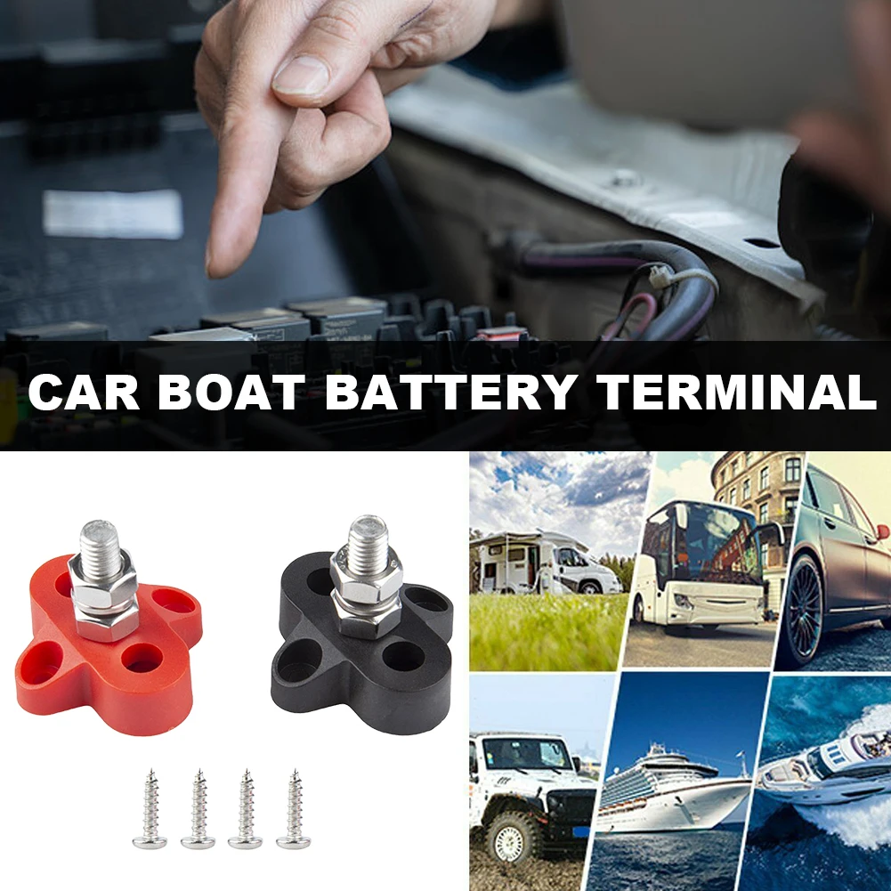 2Pcs Terminal Block Stud Junction Post Kit Single/ Dual Studs 48V Insulated Junction Post M8 for Auto Marine Car Trailer RV Boat power distribution block marine fuse block
