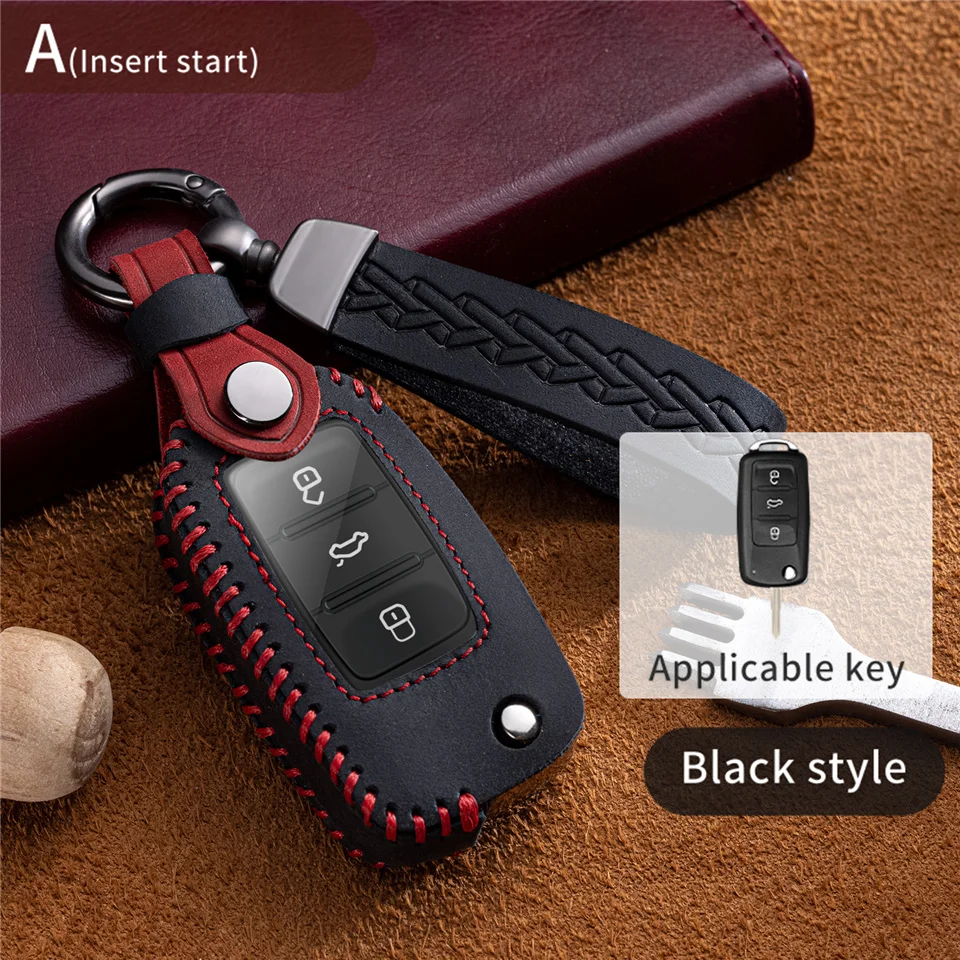 Custodia portachiavi in pelle per Volkswagen per VW Bora Polo Tiguan Jetta Passat B5 B6 B7 scarabeo da Golf per Skoda Octavia -