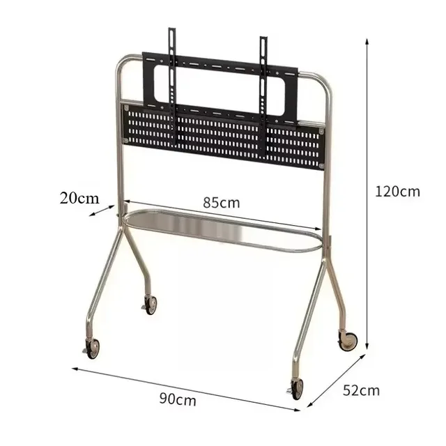 Nordic Stainless Steel Mobile TV Cart Stand Multifunctional Luxury With Storage For 32-75 Inch TVs Home Theater Bedroom Hotel 2