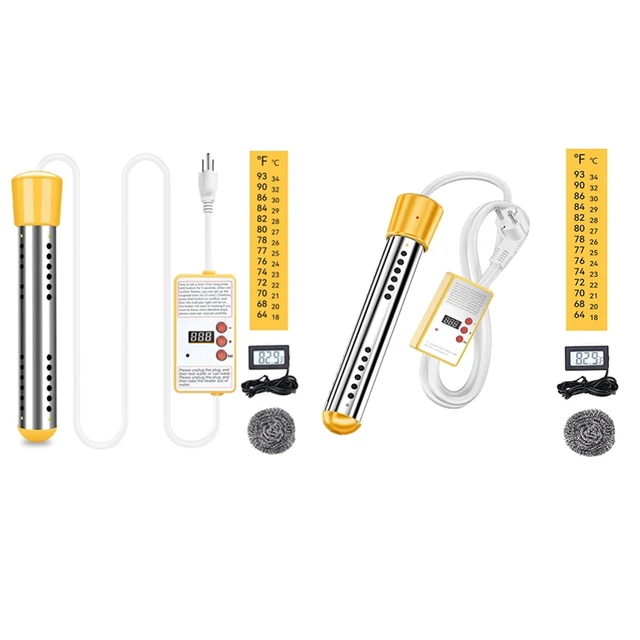 Immersion Water Heater, 1500W Electric Submersible Water Heater With Timer,  Stainless Steel Guard Cover