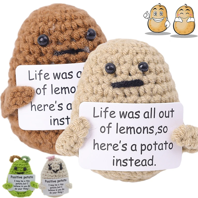 

Handmade Positive Energy Potato Doll Mini Plush Knitting Wool Potato Doll Room Office Automotive Decoration Cute Mini Ornaments