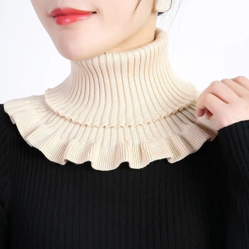 Detachable Collar Shawl Detachable Cotton Knitted Turtleneck Collar For Women False Collar Fashion Winter Warm