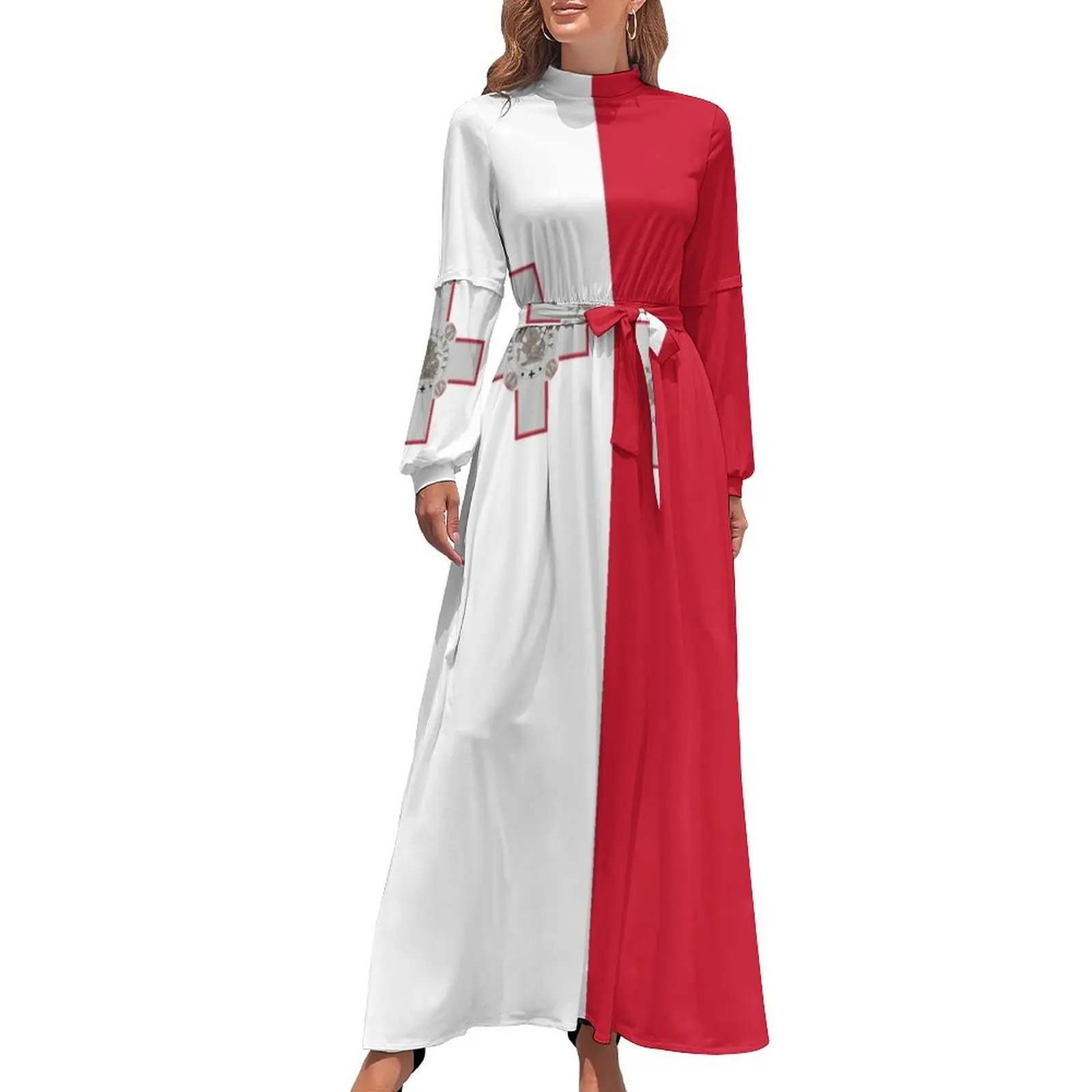 thumbnail image 1 of Vestido largo con bandera de Malta, vestidos de manga larga, vestidos africanos para mujer, vestidos formales para ocasiones especiales, vestidos de verano para mujer, 1 of 5