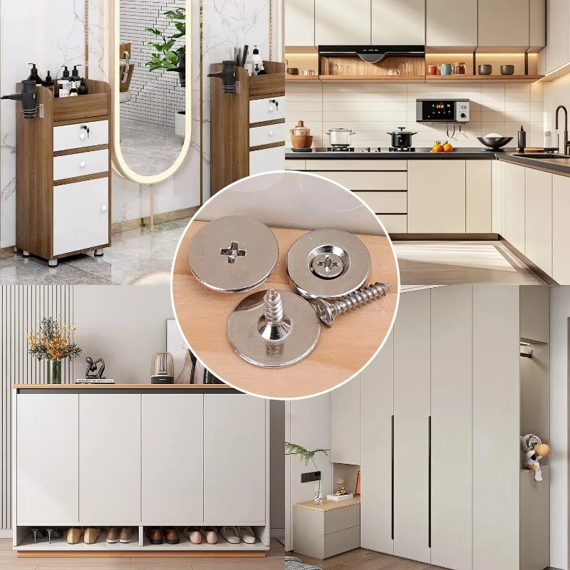 1/24sets Magnetic Cabinet Snaps Drawer Cupboard Door Magnet Clasps with Screws Hidden Closing Circle Kitchen Wardrobe Seal Snap