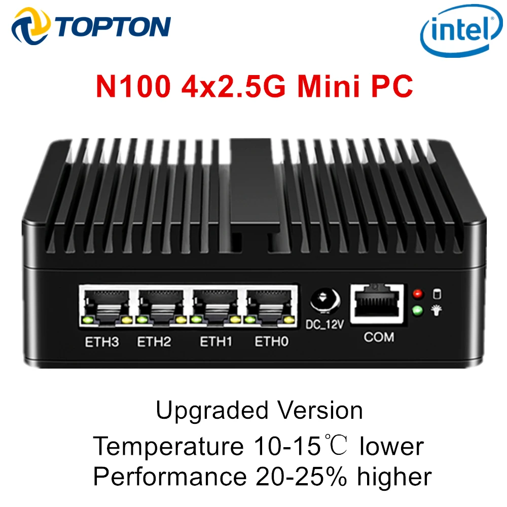 4 LAN i226-V 2.5G 12th Gen Intel N100 Mini PC Firewall Router N5105 N6000 J4125 NVMe Fanless Mini Computer Proxmox pfSense Box 3