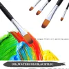Artist Paint Brushes Set,9 Pcs Professional Filbert Brushes Long Handle Nylon Hair for Acrylic Oil Watercolor Gouache Painting 6