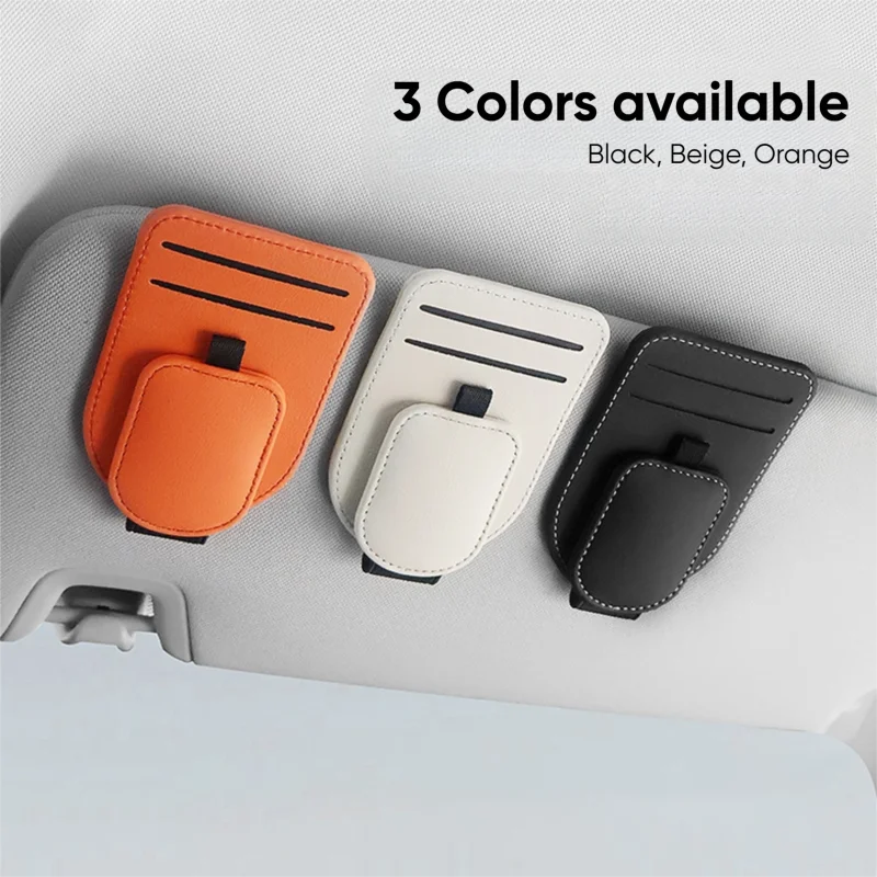 Leather Multifunction Sunglasses and Ticket Holder Clip