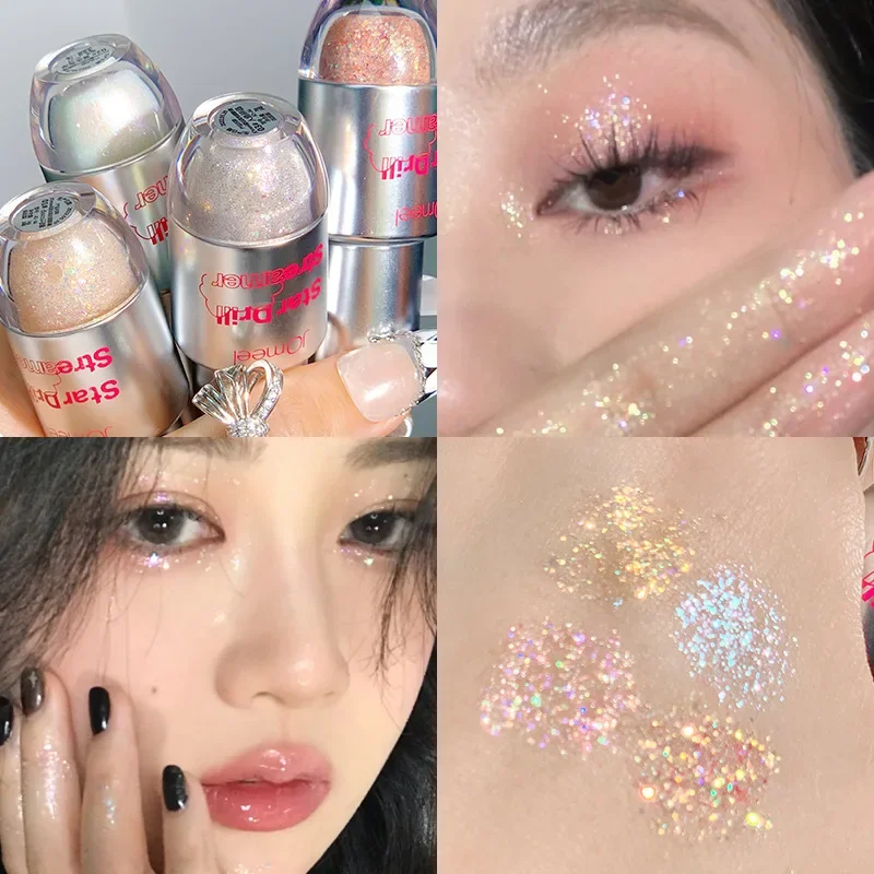Eye Shadow 4pcs/1pcs Liquid Eyeshadow Pearlescent Glitter Long Lasting Waterproof Liquid Eyeshadow Quick-drying Glitter Shimmer Eye Makeup