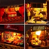DIY Book Nook Wooden Miniature Model Kit Chinese Food Street Casa Bookend 3D Puzzle With Light Bookshelf Home Decor Friends Gift 5