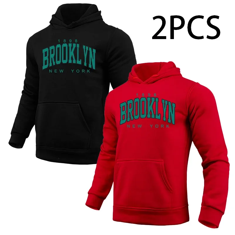 Men's Brooklyn Print Hoodie for Fall Winter Casual Sport