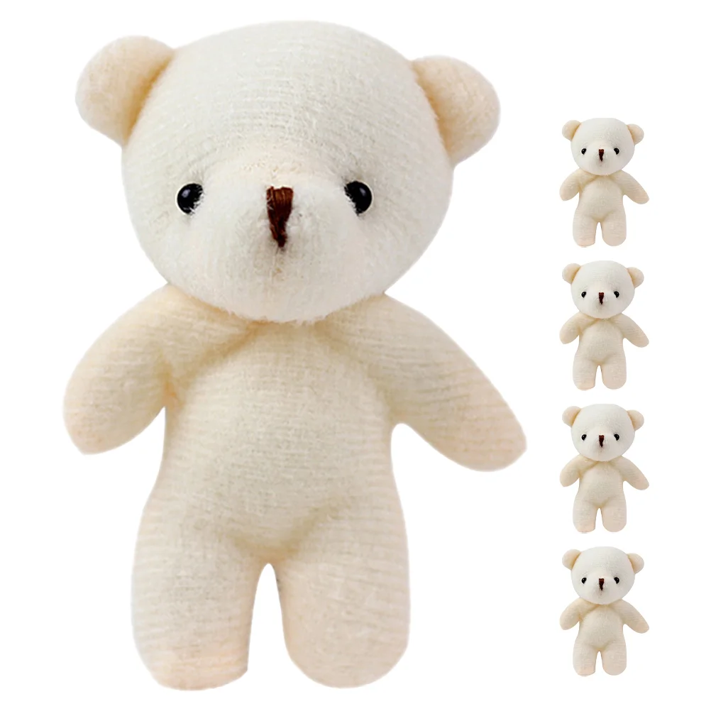 5 Pcs Plush Figure Toys Pendant Mini Bear Child Toys Christmas Goody Stuffers Cloth For DIY Keychain