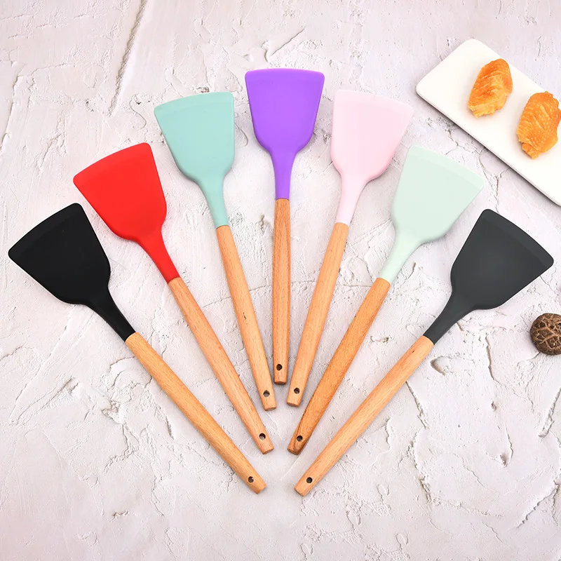 Silicone Non-Stick Cooking Utensil Set with Spatula and Pizza Shovel