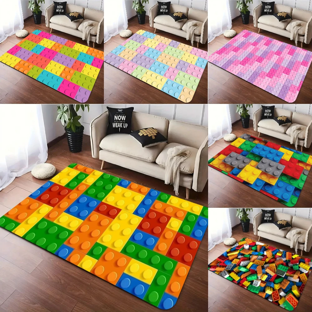 Colorful Building Block Carpet Kid's Play Mat Living Room Rugs Bedroom ...