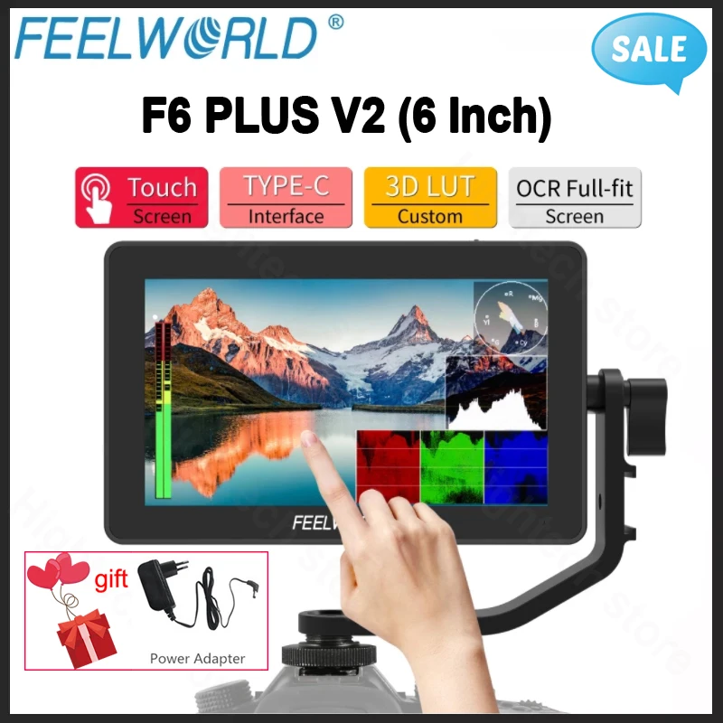 

FEELWORLD F6 PLUS V2 4K Monitor 6 Inch on Camera DSLR Field Monitor 3D LUT Touch Screen IPS FHD 1920x1080 Video Camera